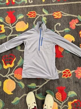Patagonia Light lavender Quarter-Zip R waffle fleece top Pullover with Blue Trim